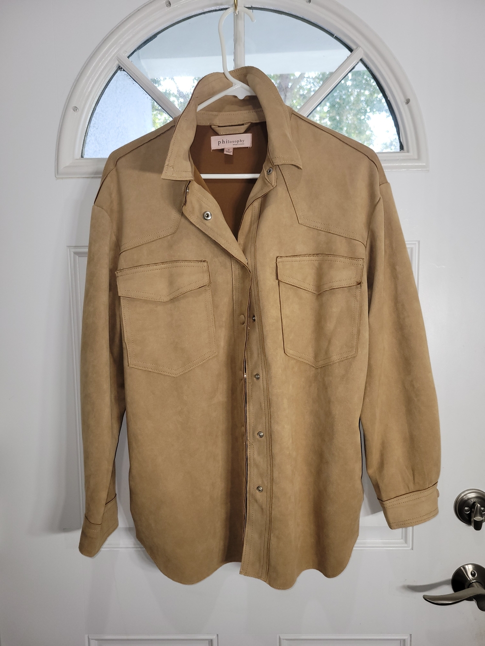 philosophy Beige Suede Utility Shirt Jacket